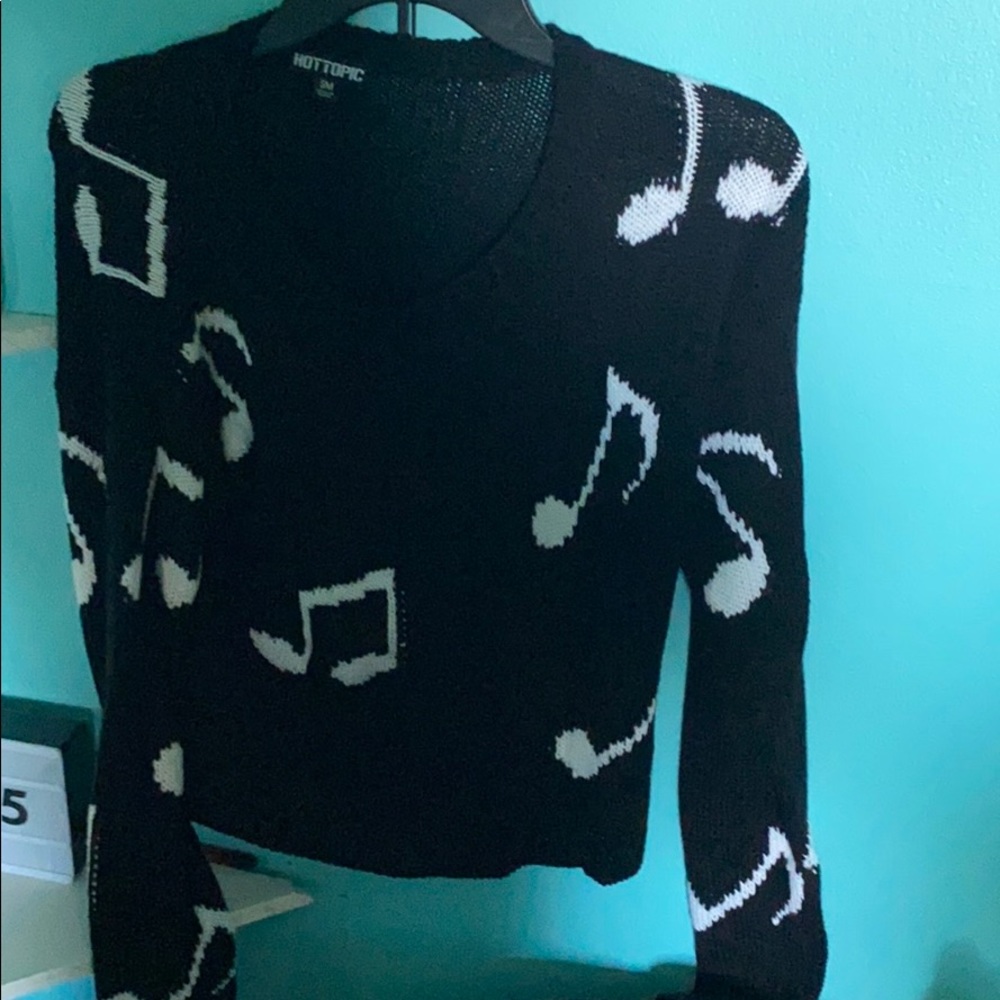 Music Note Cropped Sweater
